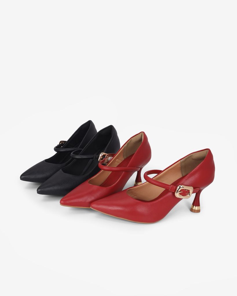 Giày Cao Gót Hạnh Dung  Cổ Tim Trơn Mũi Nhọn HD11145AV