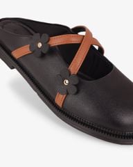 Dép Bít Mũi Hạnh Dung Quai Đan Chéo Đính Hoa HD11146AV