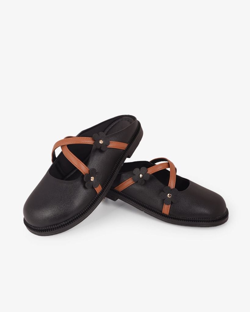 Dép Bít Mũi Hạnh Dung Quai Đan Chéo Đính Hoa HD11146AV