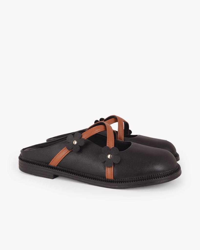 Dép Bít Mũi Hạnh Dung Quai Đan Chéo Đính Hoa HD11146AV