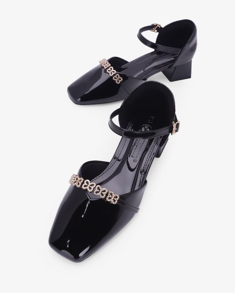 Giày Sandal Cao Gót Hạnh Dung Quai Đính Hoa Ánh Kim HD11176AV