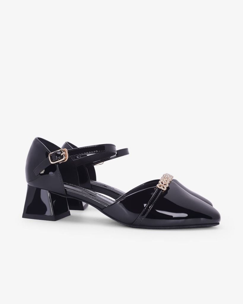 Giày Sandal Cao Gót Hạnh Dung Quai Đính Hoa Ánh Kim HD11176AV