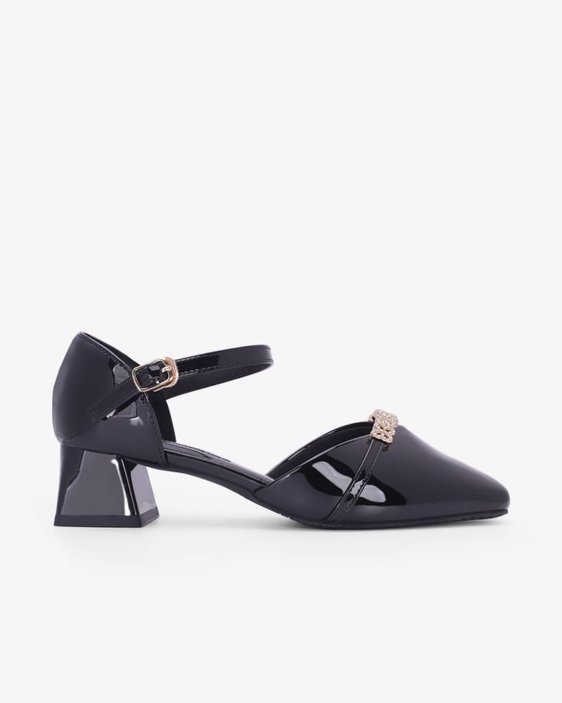Giày Sandal Cao Gót Hạnh Dung Quai Đính Hoa Ánh Kim HD11176AV