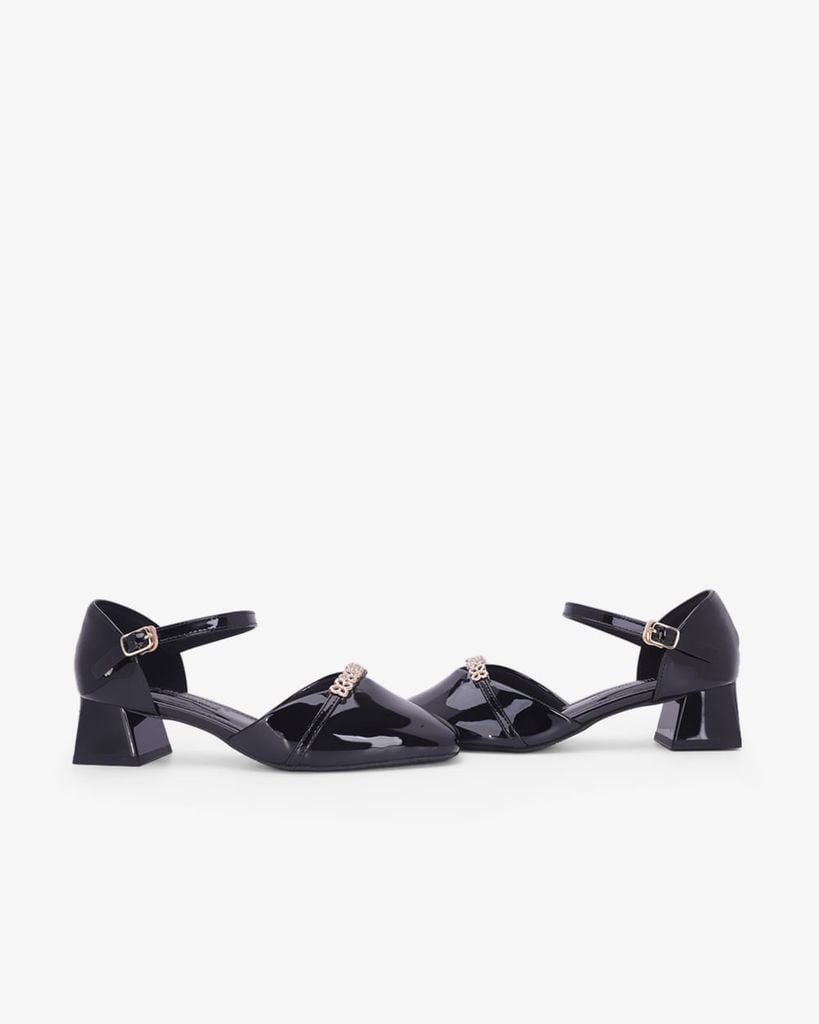 Giày Sandal Cao Gót Hạnh Dung Quai Đính Hoa Ánh Kim HD11176AV