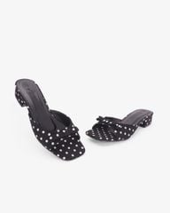 Dép Cao Gót Hạnh Dung Chấm Bi Quai Nơ HD11186AV