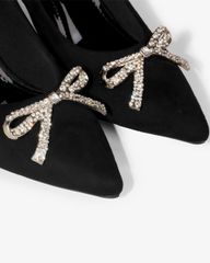 Giày Cao Gót Hạnh Dung Gót Bạc Nơ Phối Nhung HD1118AV