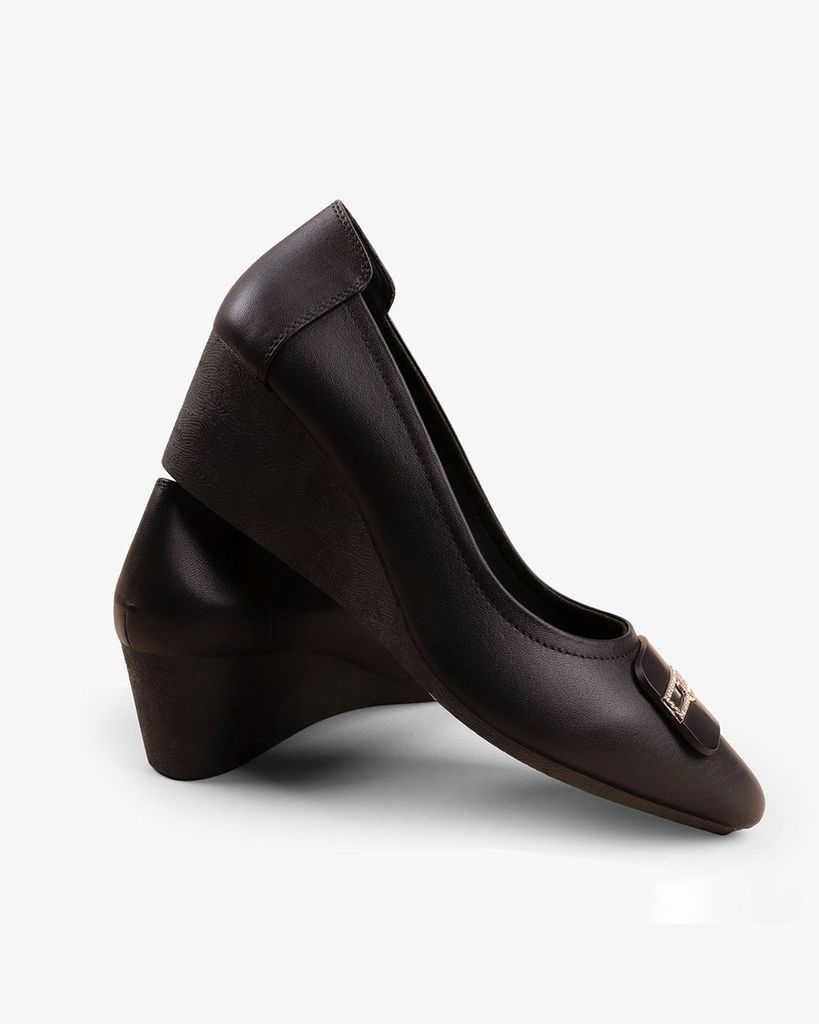 Giày Đế Xuồng Hạnh Dung Mũi Nhọn Khóa Vuông HD1123AV