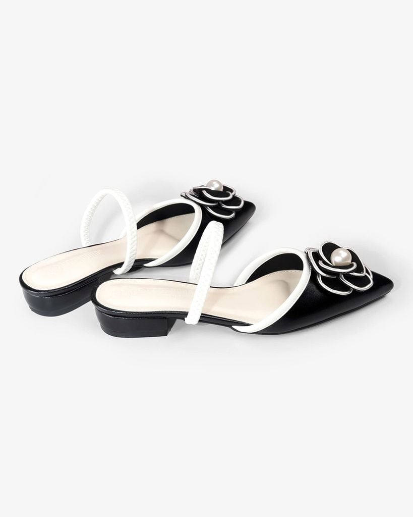 Giày Sandal Hạnh Dung Bít Mũi Hoa Ngọc Trai HD1133AV