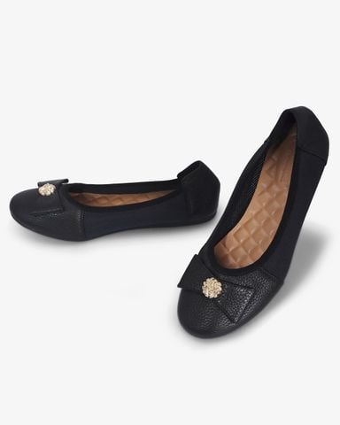 Giày Búp Bê Hạnh Dung Nơ Đính Hoa HD1134AV