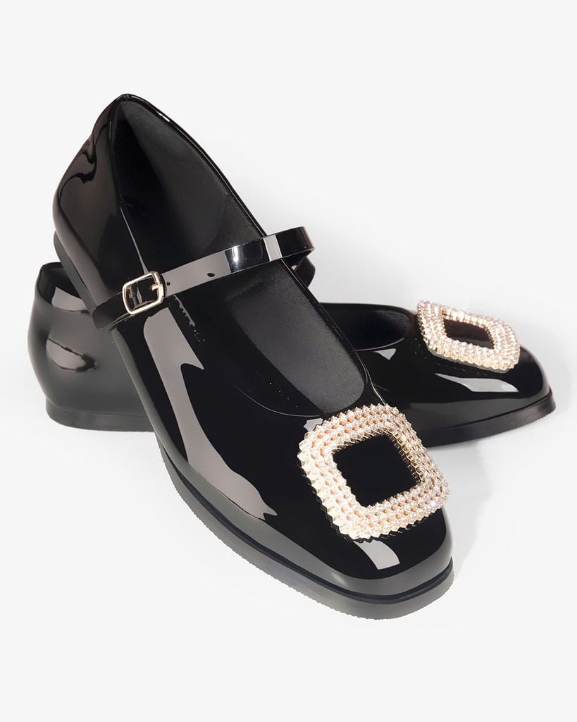 Giày Búp Bê Hạnh Dung Khóa Vuông Xoàn HD1141AV