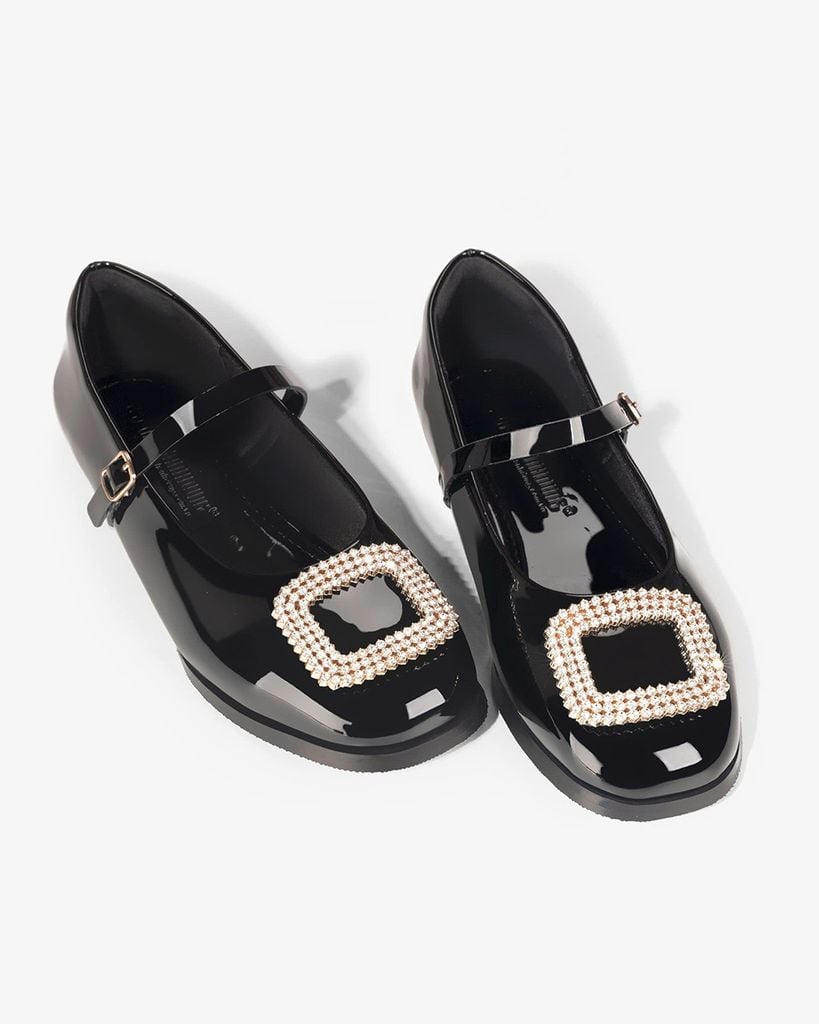 Giày Búp Bê Hạnh Dung Khóa Vuông Xoàn HD1141AV