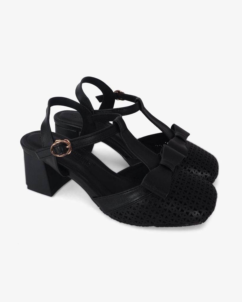 Giày Sandal Hạnh Dung Bít Mũi T Đục Lỗ Khóa Nơ HD1179AV