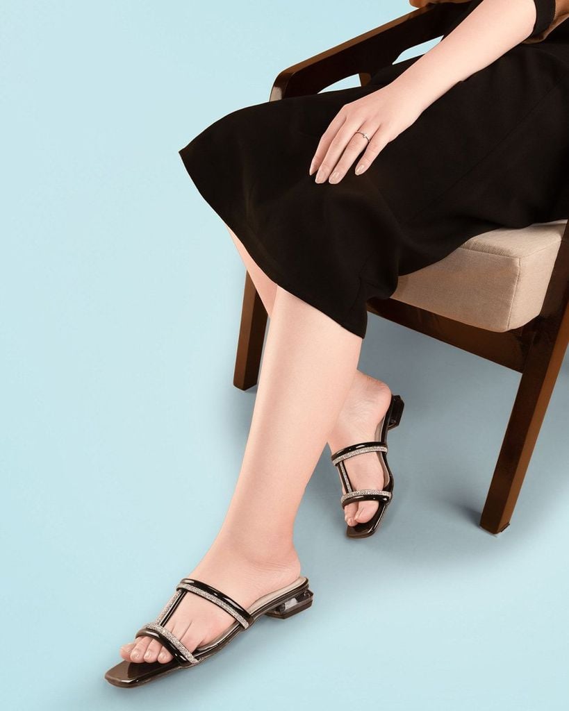 Dép Cao Gót Hạnh Dung Quai Chữ I HD12292AM