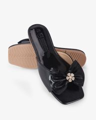 Dép Xẹp Hạnh Dung Bản Nơ Khóa Hoa HD12295AM