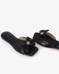 Dép Xẹp Hạnh Dung Bản Nơ Khóa Hoa HD12295AM