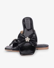 Dép Xẹp Hạnh Dung Bản Nơ Khóa Hoa HD12295AM