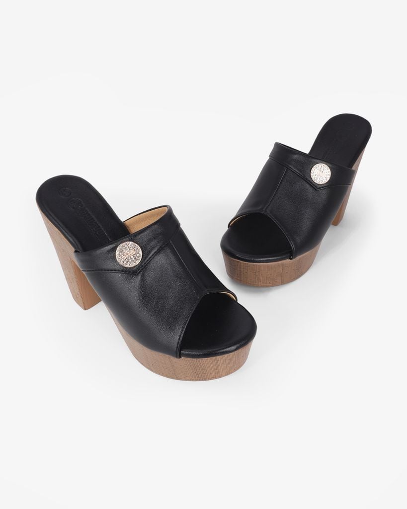 Dép Cao Gót Hạnh Dung Quai Bản Đắp HD12298AM