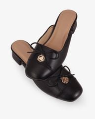 Dép Bít Mũi Hạnh Dung Nơ Mảnh Kèm Khóa Hoa Vàng HD12301AM