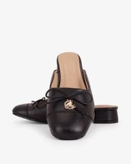 Dép Bít Mũi Hạnh Dung Nơ Mảnh Kèm Khóa Hoa Vàng HD12301AM