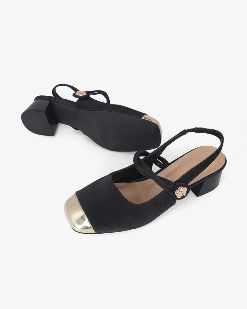 Giày Sandal Hạnh Dung Two Toned Kim Tuyến HD1501CH