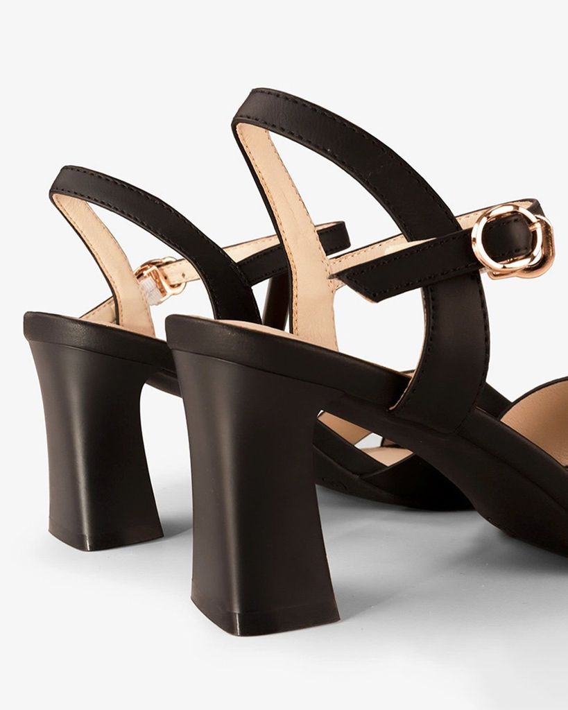 Sandal Cao Gót Hạnh Dung Quai Ngang Khóa Nịt HD27276BI