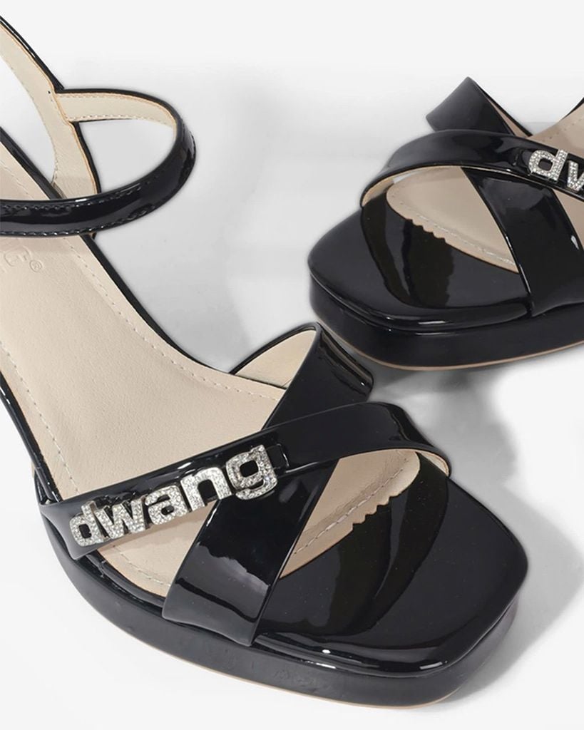 Sandal Cao Gót Hạnh Dung Quai Chéo Khóa HD27284BI