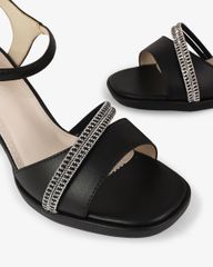 Sandal Cao Gót Hạnh Dung Bản Ngang Dây Xoàn HD27308BI