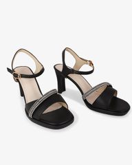 Sandal Cao Gót Hạnh Dung Bản Ngang Dây Xoàn HD27308BI