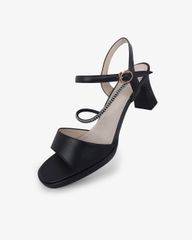 Sandal Cao Gót Hạnh Dung Quai Ngang Dây Xoàn Mảnh HD27309BI