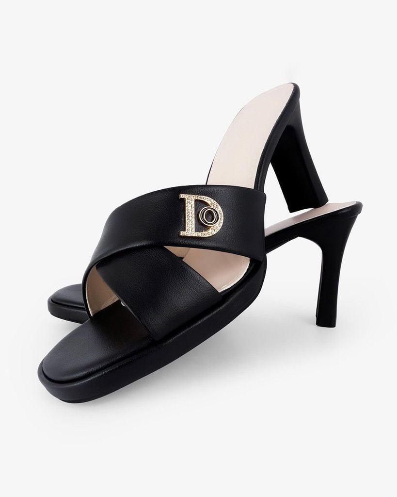 Dép Cao Gót Hạnh Dung Quai Chéo Khóa D HD27315BI