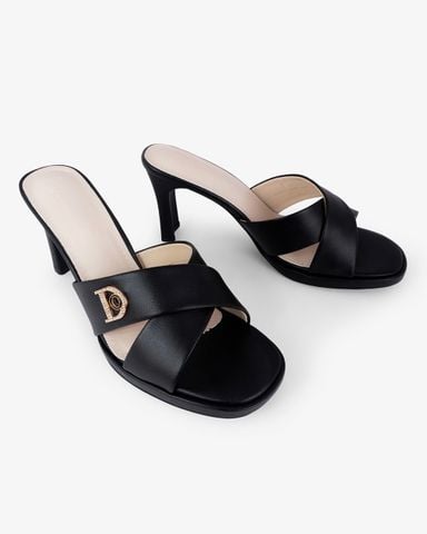 Dép Cao Gót Hạnh Dung Quai Chéo Khóa D HD27315BI