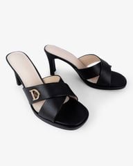 Dép Cao Gót Hạnh Dung Quai Chéo Khóa D HD27315BI
