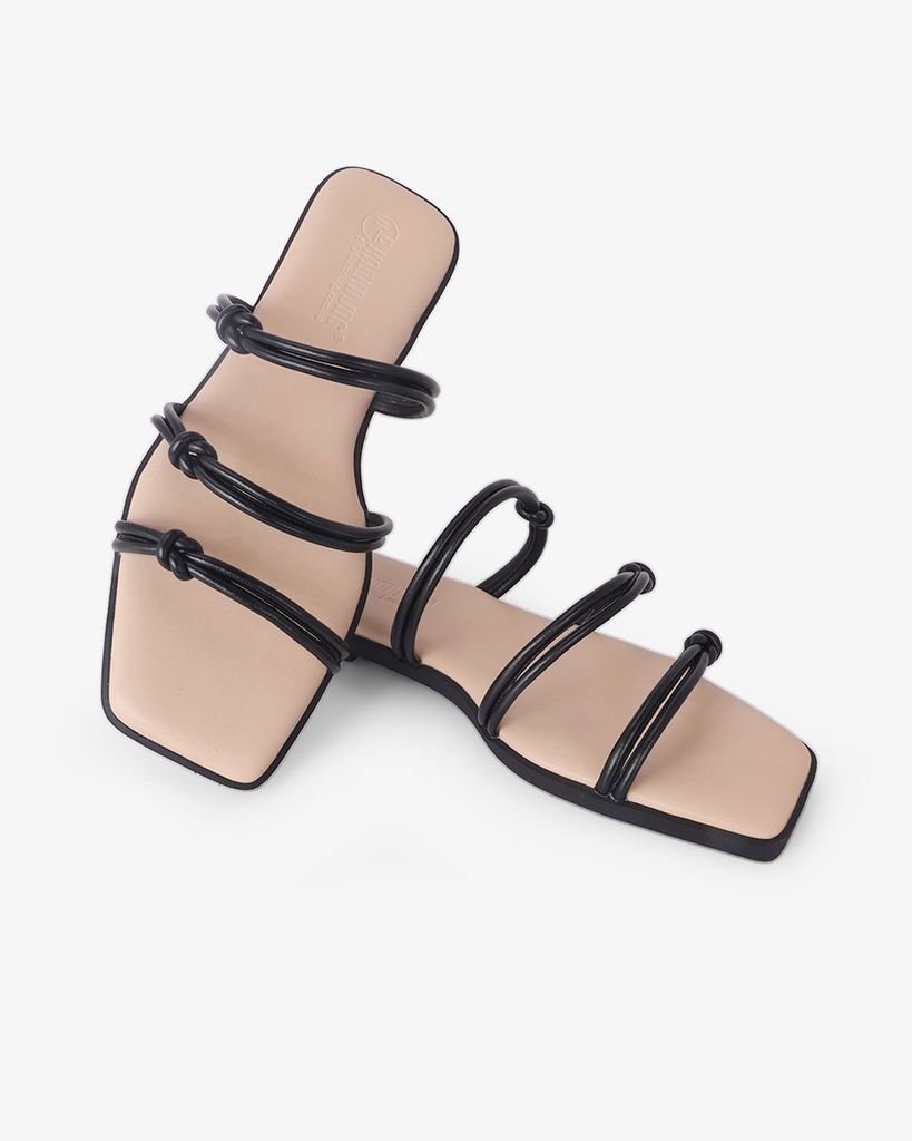 Dép Xẹp Hạnh Dung Ba Quai Mảnh Thắt Nút HD27329BI