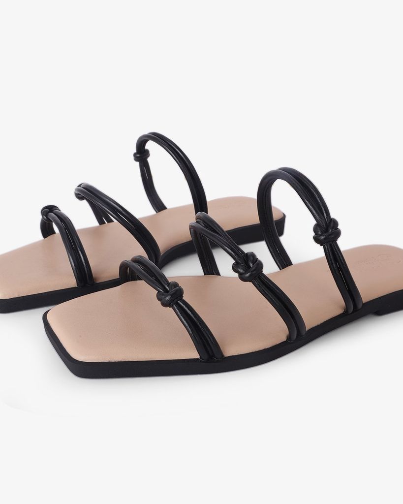 Dép Xẹp Hạnh Dung Ba Quai Mảnh Thắt Nút HD27329BI