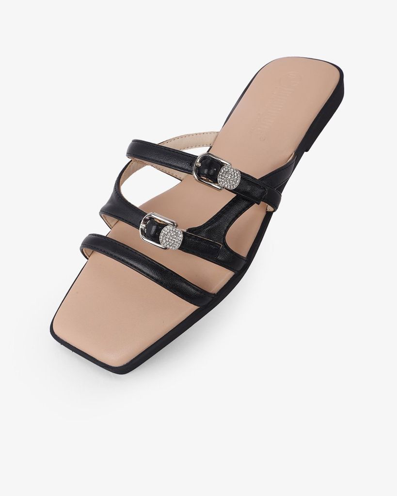 Dép Xẹp Hạnh Dung Ba Quai Mảnh Khóa Xoàn HD27330BI