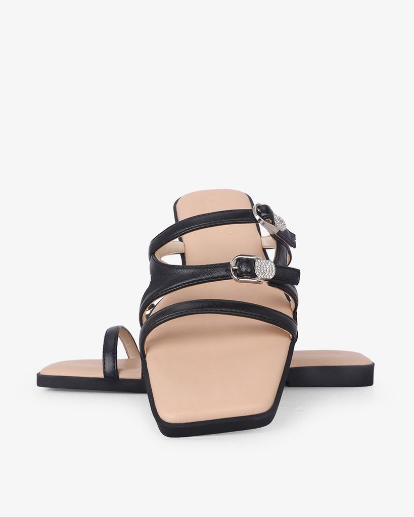 Dép Xẹp Hạnh Dung Ba Quai Mảnh Khóa Xoàn HD27330BI