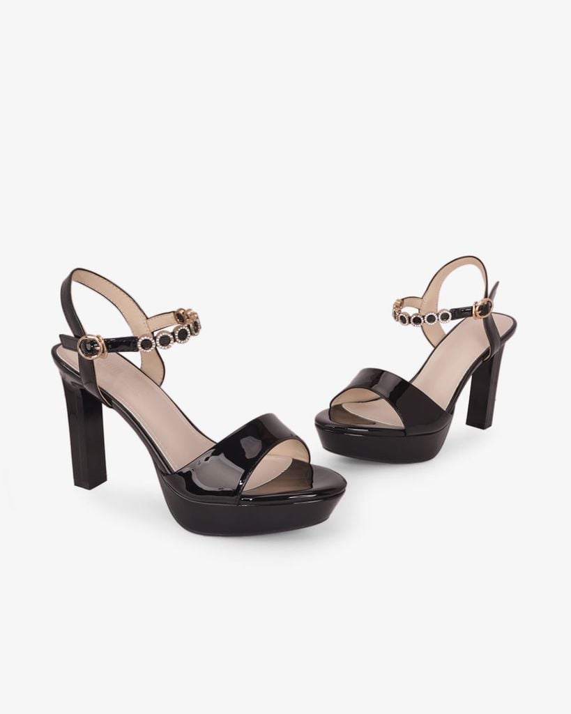 Sandal Hạnh Dung Cao Gót Quai Cổ Chân Đính Khoen HD27331BI