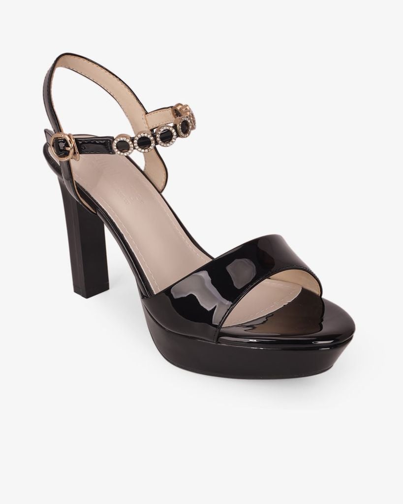 Sandal Hạnh Dung Cao Gót Quai Cổ Chân Đính Khoen HD27331BI