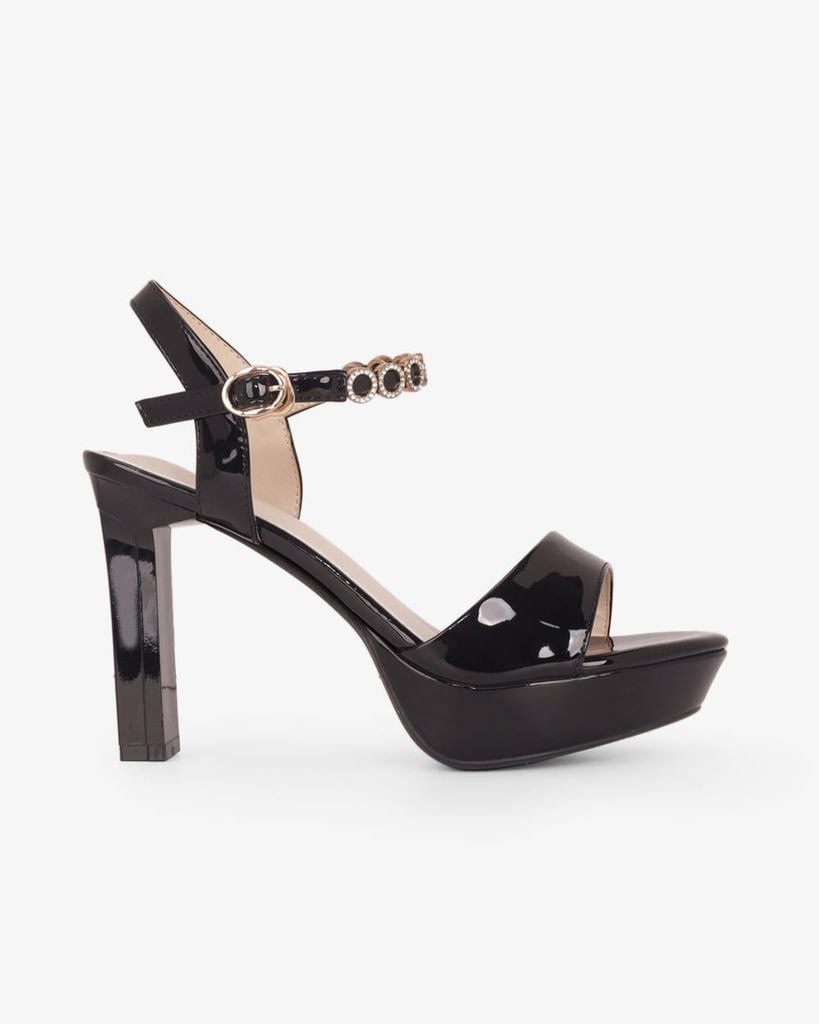 Sandal Hạnh Dung Cao Gót Quai Cổ Chân Đính Khoen HD27331BI