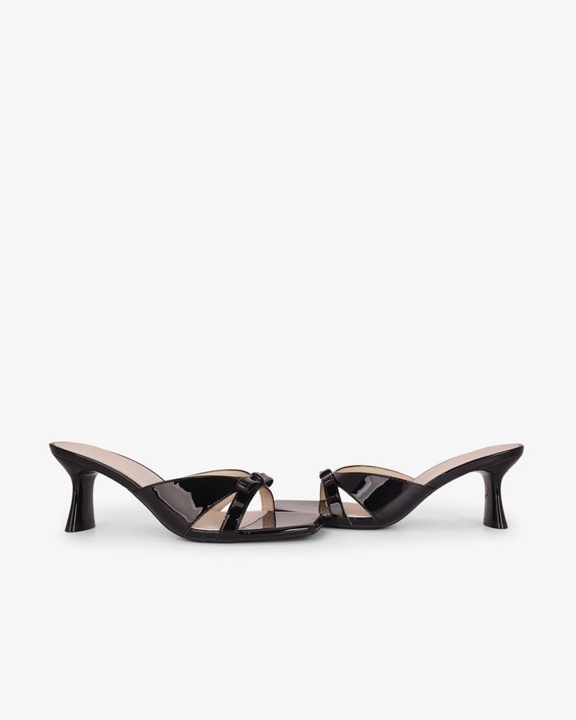 Dép Cao Gót Hạnh Dung Quai Ngang Quấn Nơ HD27332BI