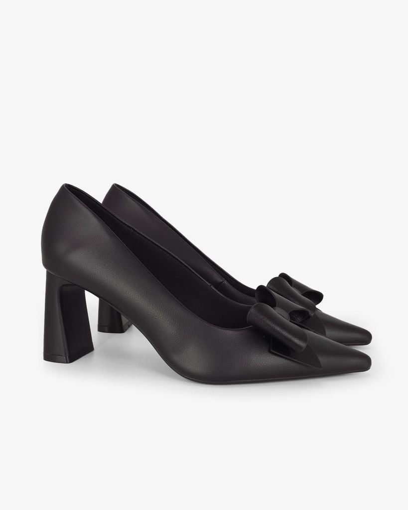 Giày Cao Gót Hạnh Dung Mũi Nhọn Khóa Nơ HD27333BI