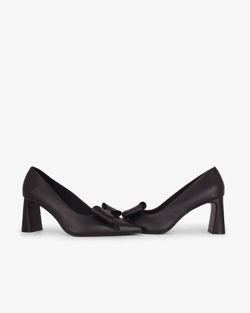 Giày Cao Gót Hạnh Dung Mũi Nhọn Khóa Nơ HD27333BI