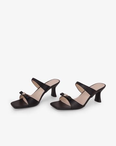 Dép Cao Gót Hạnh Dung Quai Đôi Khóa Nơ HD27334BI