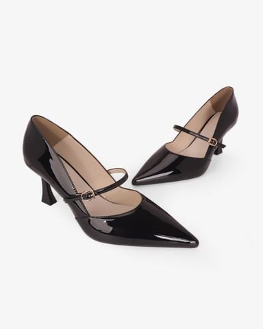 Giày Cao Gót Hạnh Dung Mũi Nhọn Vạt Bầu HD27335BI