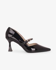 Giày Cao Gót Hạnh Dung Mũi Nhọn Vạt Bầu HD27335BI