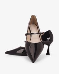 Giày Cao Gót Hạnh Dung Mũi Nhọn Vạt Bầu HD27335BI