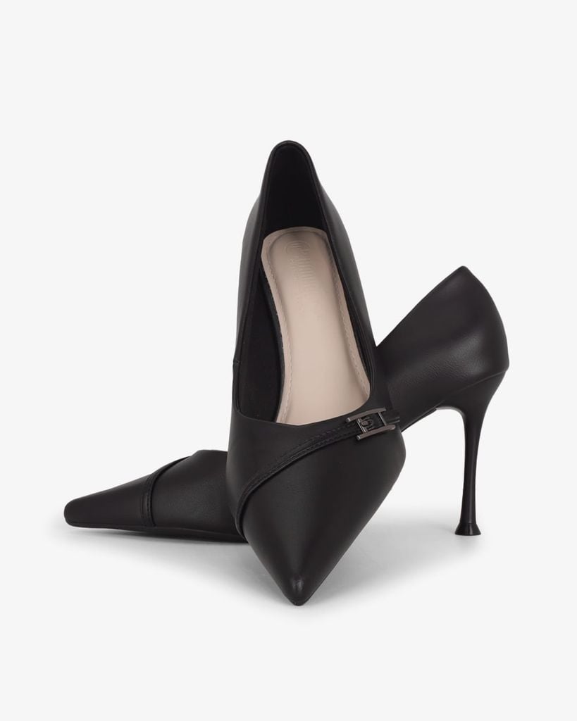 Giày Cao Gót Hạnh Dung Quai Chéo Khóa HD27336BI