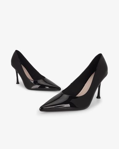 Giày Cao Gót Hạnh Dung Da Bóng Mũi Nhọn HD27337BI