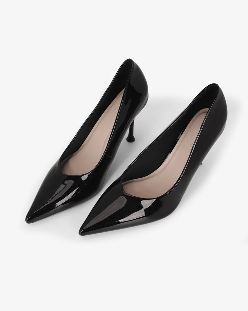 Giày Cao Gót Hạnh Dung Da Bóng Mũi Nhọn HD27337BI