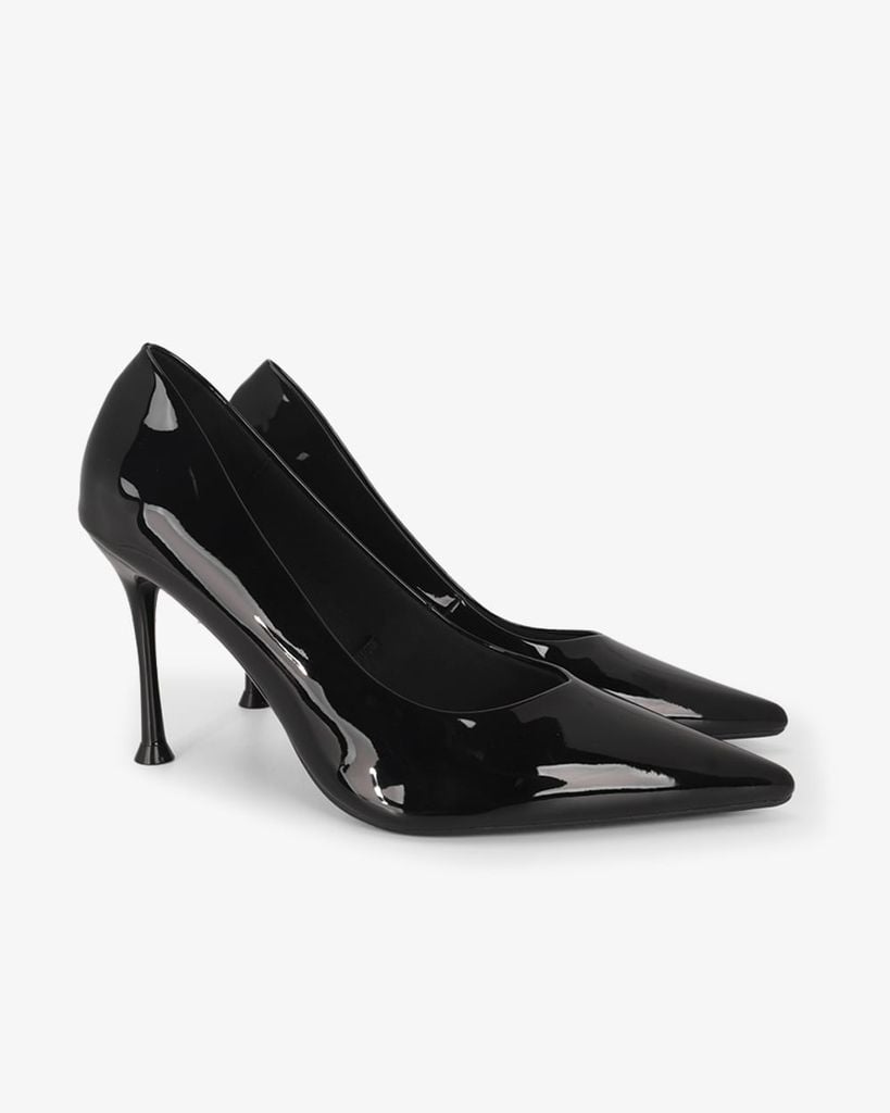 Giày Cao Gót Hạnh Dung Da Bóng Mũi Nhọn HD27337BI